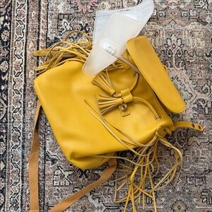 Sahara Bota Women’s Yellow Backpack With Fringe 12” X 10”